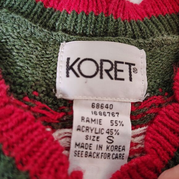 Vtg 90s Holiday Nordic Fair Isle Knit Sweater Retro Embroidered Preppy Small - Picture 6 of 7